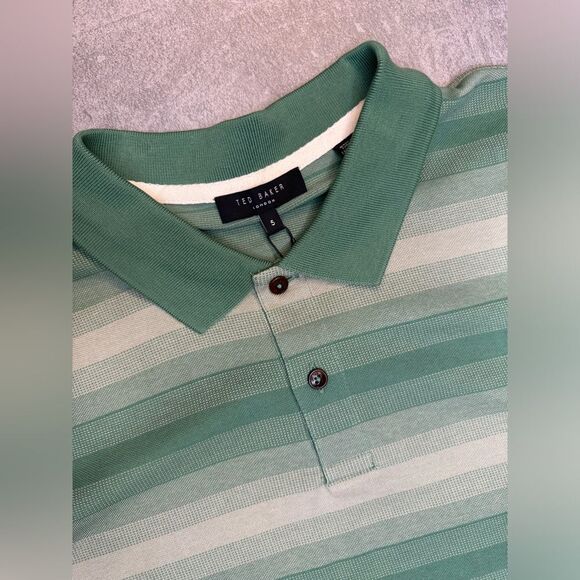 Ted Baker Omeath SS Striped Polo Striped Green Size 5 (US XL) - NWT - Picture 3 of 10